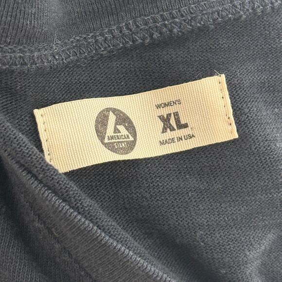 American Giant Black Premium Slub Long Sleeve Henley Top - Picture 9 of 11